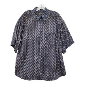 BOGARI Mens Lightweight Button Down Silk Shirt Short Sleeve Size Large